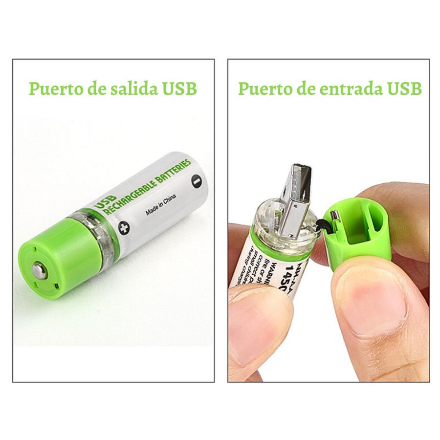 Pilas recargables usb AA 1450 mAh baterías domésticas 1.2v