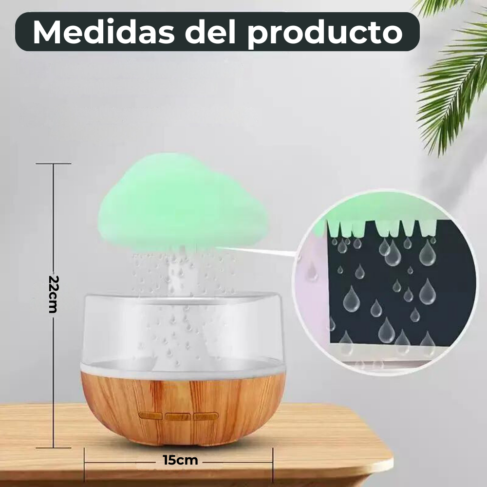 Lámpara 2 en 1 nube de lluvia humidificador 450ml difusor aroma terapia hongo