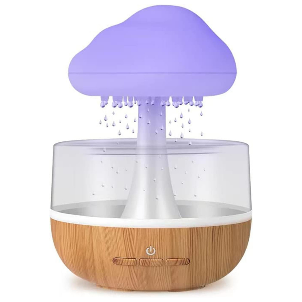 Lámpara 2 en 1 nube de lluvia humidificador 450ml difusor aroma terapia hongo